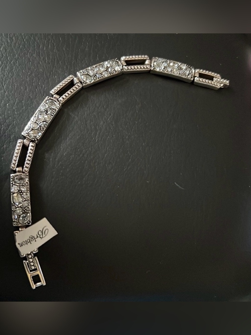 🦋RARE BRIGHTON VTG+ VINTAGE SLVR SWAROVSKI CRYSTAL ‘TRUST YOUR JOURNEY’ Bracelet